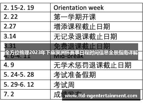全方位梳理2023年下庙澳洲杯赛事日程时间信息全景指南详解